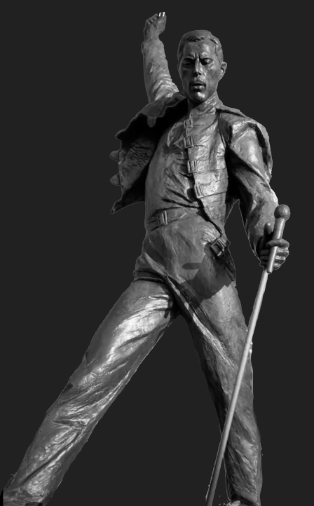 Statue of Freddie Mercury depicting the theme of music