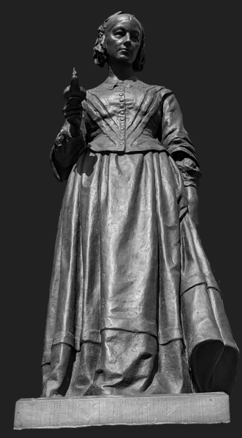 Statue of Florence Nightingale in Black and White depicting the subject of Health