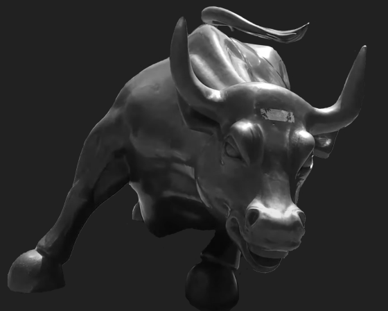 bull of wall street in black and white depicting theme of anger
