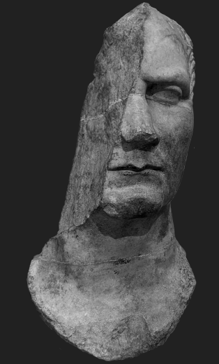 Broken statue of a head depicting the subject of stress