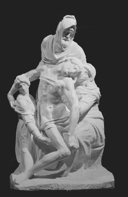 Marble statue depicting the subject of repentance