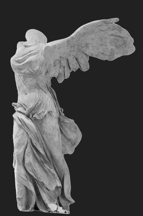 Statue of winged Victory depicting the theme of victory