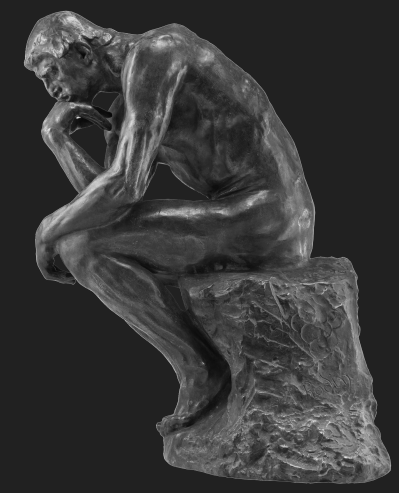 Statue of The Thinker depicting the theme of Wisdom